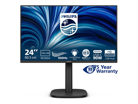 PHILIPS 24p 1920x1200 100Hz IPS Flat H/A 150 MM USB C DOCKING DISPLAY Daisy chain DICOM TUV EyeSafe certified USB HUB SPEAKERS