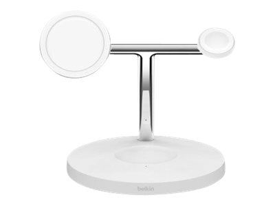 BELKIN BOOST CHARGE PRO MagSafe 3-in-1 Charging Stand Watch fast charge w PSU EU Power Supply White