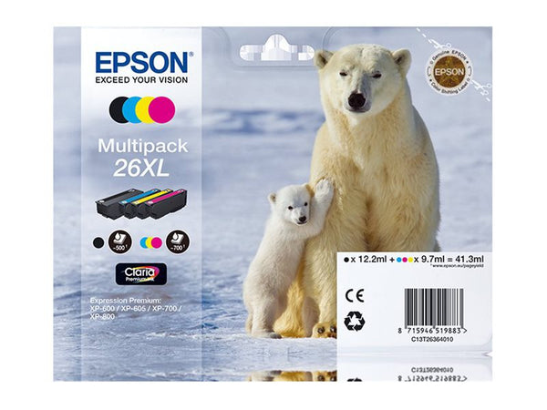 EPSON 3LB 26XL ink cartridge black and tri-colour high capacity 41.3ml 1-pack RF-AM blister w/s