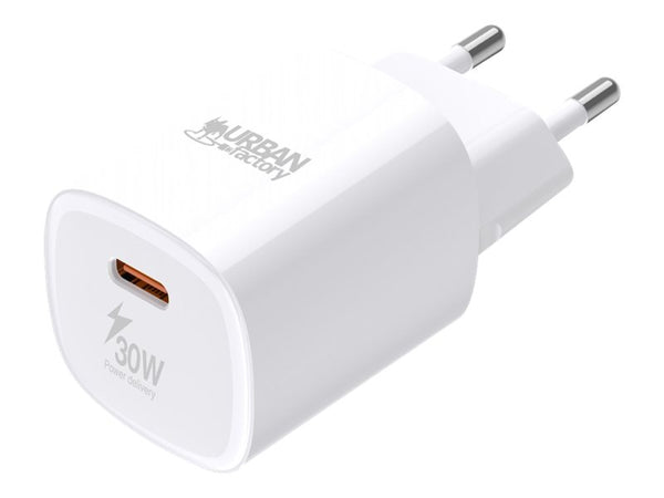 URBAN FACTORY POWER 30 Watts USB-C MAINS CHARGER EU WHITE