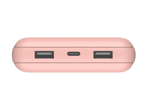 BELKIN Powerbank 20K 15W USB-C cable inclus + 2 USB-A Rose