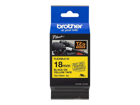 BROTHER P-TOUCH TZE-FX641 noir sur jaune  18mm