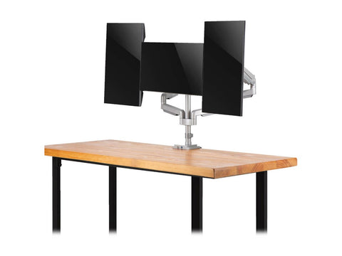 EATON TRIPPLITE Triple-Display Flex-Arm Desktop Clamp for 17inch to 30inch Flat-Screen Displays - USB and Audio Ports Aluminum