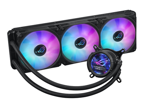 ASUS ROG Strix LC III ARGB LCD all-in-one CPU liquid cooler with 2.1 IPS LCD Aseteks new Gen7 v2 pump and premium ROG ARGB fans
