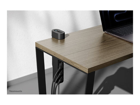 NEOMOUNTS VOLT Desk Clamp socket with Quick-charge USB Ports clamp 0-50mm 3x type-F 230V 1x USB-A 18W 2x USB-C 20W