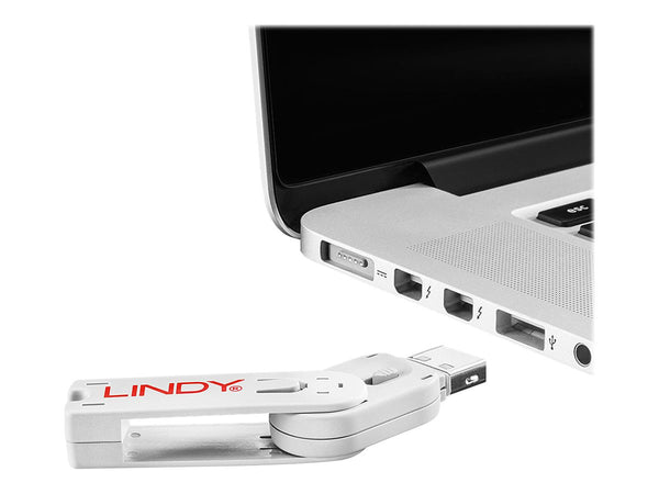 LINDY Clé USB et 4 bloqueurs de ports USB Blanc