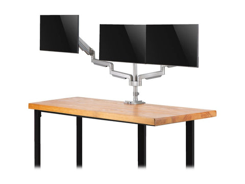 EATON TRIPPLITE Triple-Display Flex-Arm Desktop Clamp for 17inch to 30inch Flat-Screen Displays - USB and Audio Ports Aluminum