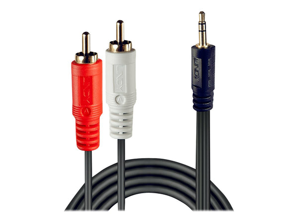 LINDY Premium Audio Adaptercable 10m 2x Phono/RCA to 3.5mm Stereo Jack