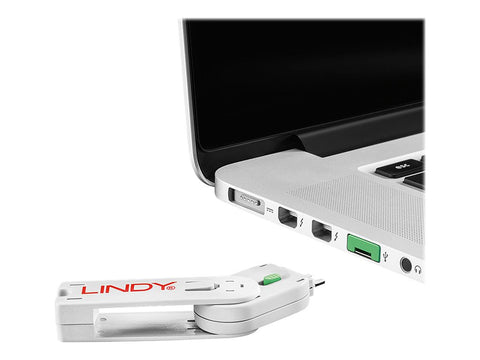 LINDY Clé USB et 4 bloqueurs de ports USB Vert