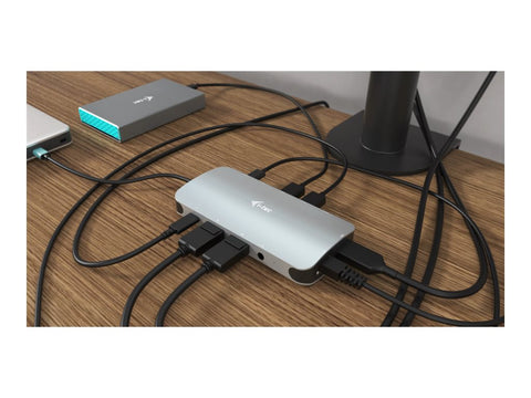 I-TEC USB-C Metal Nano Dock 2xDP 1xHDMI 1xGLAN 1xAudio/Mic 2xUSB 3.1 2xUSB 2.0 1xUSB-C Data 1xUSB-C, sans alimentation fournie