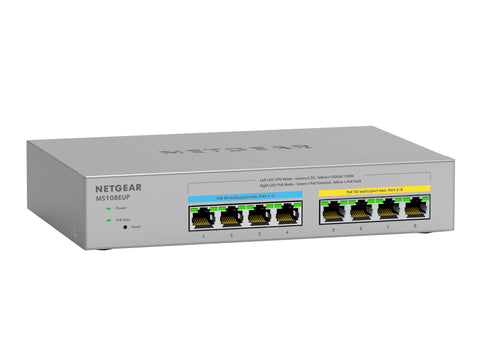 NETGEAR MS108UP 8Port Ultra60 PoE++ Multi-Gigabit 2.5G Ethernet Unmanaged Switch with 230W PoE-Budget 1G/2.5G-Ports Desktop/Wallmnt