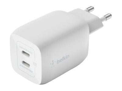 BELKIN BOOST CHARGE 65w USB-C GaN PD PPS Dual Wall Charger White