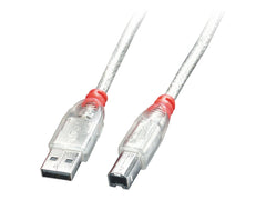 LINDY USB 2.0 Cable Type A/B Transparent 0.2m Typ A/B M/M High/Full/Lowspeed