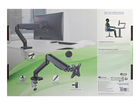 TNB ERGO Line Single Monitor Articulated Arm And Gas Spring Adjustment Material Steel For Screen Size
