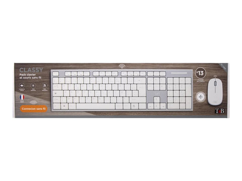 TNB CLASSY Wireless Keyboard/Mouse Combo Azerty High-End Finishes Compact Keyboard With Flat Comfortable And Silent Keys