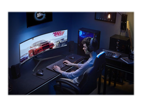 SAMSUNG C49HG90DMU 49in 32:9 Curved 1800R 3840x1080 VA QLED HDR 1ms MPRT 144Hz HDMIx2 DP Dual hinge height adj stand VESA
