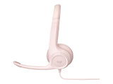 LOGITECH H390 Headset on-ear wired USB-A rose
