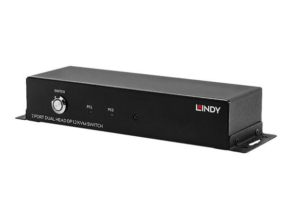 LINDY 2 Port Dual Head DisplayPort 1.2 KVM Switch 4x USB2.0 2x DP 1.2 Output
