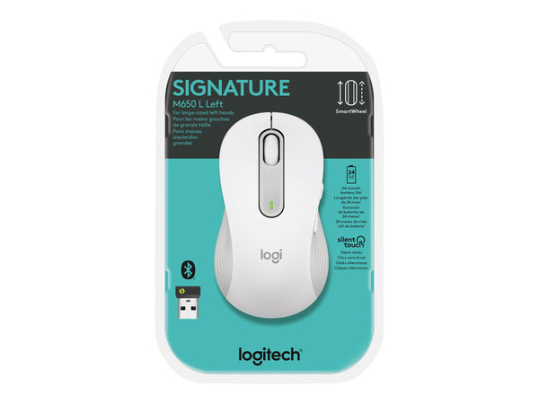 LOGITECH Signature M650 L Mouse large size optical 5 buttons wireless Bluetooth 2.4 GHz Bolt USB receiver off-white