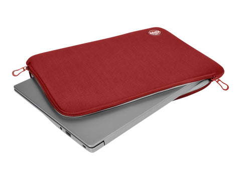 PORT DESIGNS Trendy Cotton Neoprene Laptop Sleeve 13p-14p L-shaped opening for easy access Stretchy cotton neoprene material Red