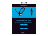 MCL Casque stéréo avec micro avec contrôle du volume - USB