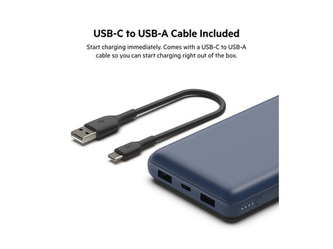 BELKIN Powerbank 20K 15W USB-C + 2 USB-A Bleu