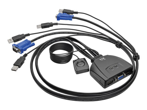 EATON TRIPPLITE 2-Port USB/VGA Cable KVM Switch with Cables and USB Peripheral Sharing