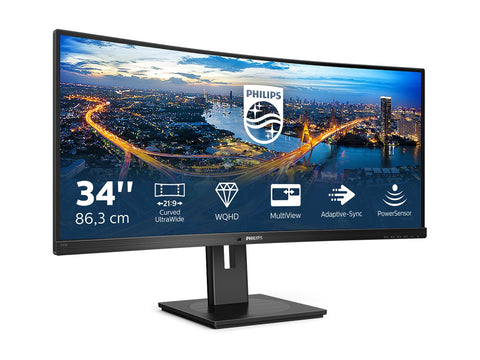 PHILIPS 345B1C/00 34inch 3440x1440 CURVED VA 5ms GtG HAS DP/HDMI USB HUB Speakers VESA PowerSensor LightSensor