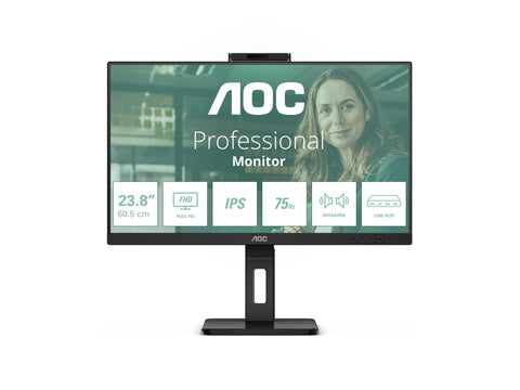 AOC 24P3QW Ecran 24"  1920 x 1080 Full HD (1080p) @ 75 Hz - IPS - 300 cd/m² - 1000:1 - 4 ms - 2xHDMI, DisplayPort - HP - WEBCAM