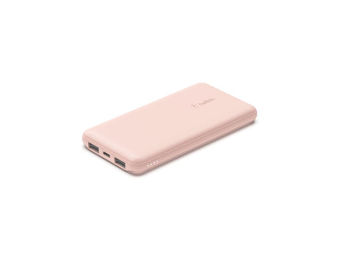 BELKIN Batterie externe 3 ports 10K avec câble USB-A vers USB-C rose