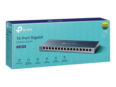 TP-LINK 16-Port Gigabit Desktop Switch RJ45 Ports Desktop Steel Case