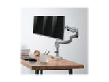 EATON TRIPPLITE Triple-Display Flex-Arm Desktop Clamp for 17inch to 30inch Flat-Screen Displays - USB and Audio Ports Aluminum