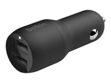 BELKIN BOOST CHARGE 24w USB-A Dual Car Charger w/ 1M PVC A-C Black