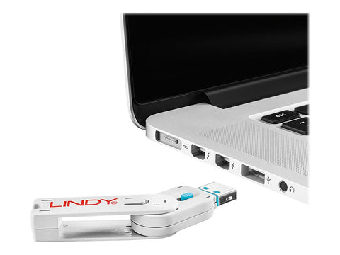 LINDY Clé USB et 4 bloqueurs de ports USB Bleu