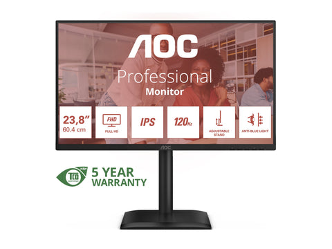 AOC 24E4U 23.8p FHD IPS 120Hz 4ms 300cd/m2 D-Sub HDMI DP HUB USB PIVOT