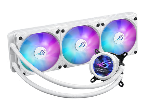 ASUS ROG Strix LC III ARGB LCD WHT all-in-one CPU liquid cooler with 2.1 IPS LCD Aseteks new Gen7 v2 pump and premium ROG ARGB fans