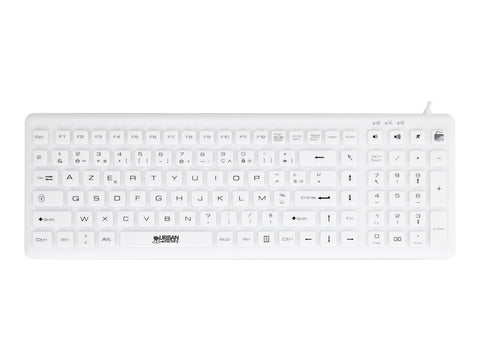 URBAN FACTORY Clavier en ABS et silicone Blanc Connexion filaire USB Touches plates et silencieuses Traitement antimicrobien Nano