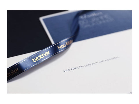 BROTHER Ruban tissus Or sur Bleu Nuit 12mm (4m)