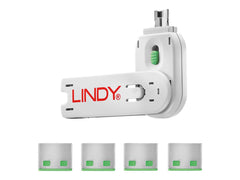 LINDY Clé USB et 4 bloqueurs de ports USB Vert