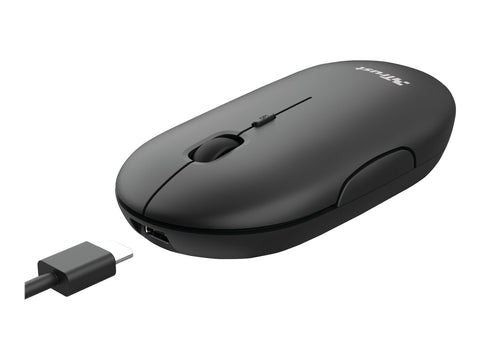 TRUST Souris sans fil PUCK Ultra-plate rechargeable - Noire