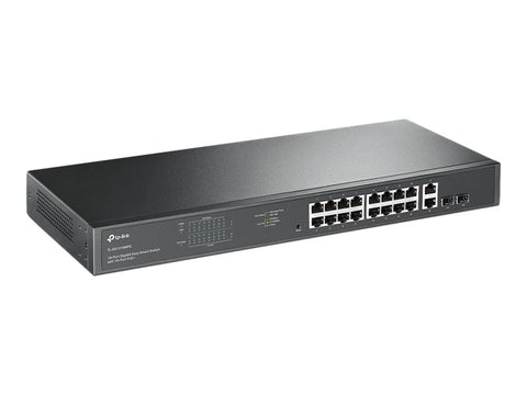 TP-LINK 16-Port Gigabit PoE+ Easy Smart Switch 16 Gigabit RJ45 Ports 2 SFP Slots 802.3at/af 192W PoE Power 1U 19p Rack-mountable