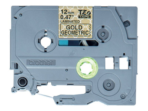 BROTHER Ruban laminé Noir sur Motifs Or 12mm (4m)