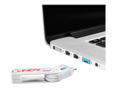 LINDY Clé USB et 4 bloqueurs de ports USB Bleu