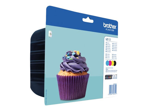 BROTHER LC-123 cartouche dencre noir et tricolore capacité standard 1-pack blister sans alarme