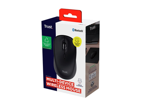 TRUST Souris sans fil compacte YVI+ Multi-connexion Bluetooth + 24 Ghz - Noire