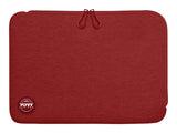 PORT DESIGNS Trendy Cotton Neoprene Laptop Sleeve 13p-14p L-shaped opening for easy access Stretchy cotton neoprene material Red