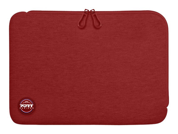 PORT DESIGNS Trendy Cotton Neoprene Laptop Sleeve 13p-14p L-shaped opening for easy access Stretchy cotton neoprene material Red