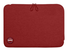 PORT DESIGNS Trendy Cotton Neoprene Laptop Sleeve 13p-14p L-shaped opening for easy access Stretchy cotton neoprene material Red