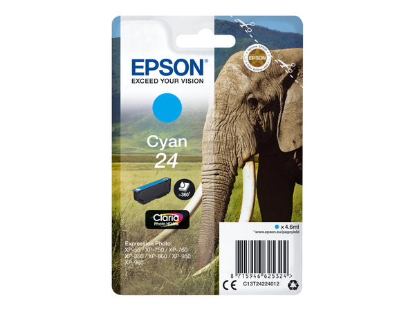 EPSON 1LB 24 ink cartridge cyan standard capacity 4.6ml 360 pages 1-pack blister without alarm