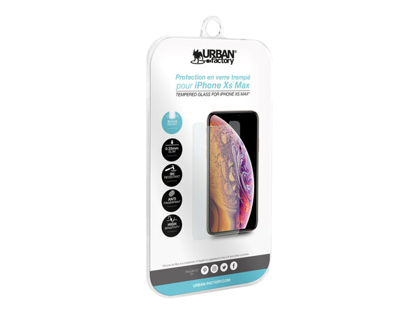 URBAN FACTORY Protection d écran en verre trempé pour iPhone XS Plus 2D